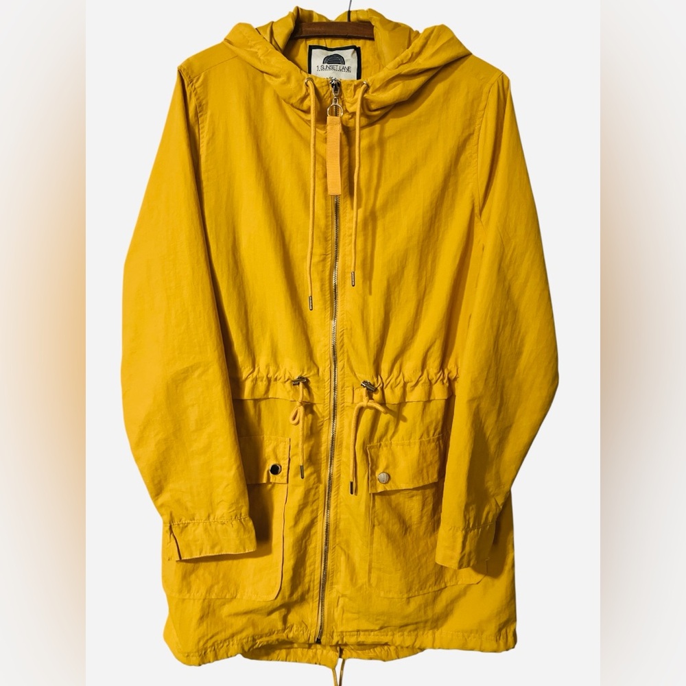 1 Sunset Lane Yellow Jacket Size M Rain Classic Hood Windbreaker